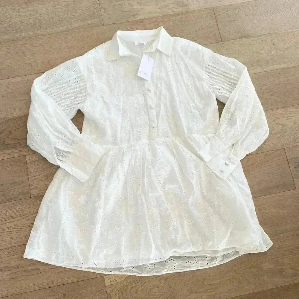 Girl and The Sun Rylee Dress White Eyelet Small